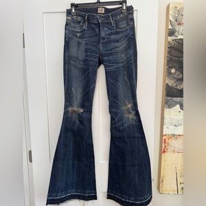 NWT Citizens Of Humanity Deep Blue distressed Flare Jeans